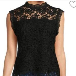 NWT Nanette Lepore Black Lace Sleeveless Blouse Size S